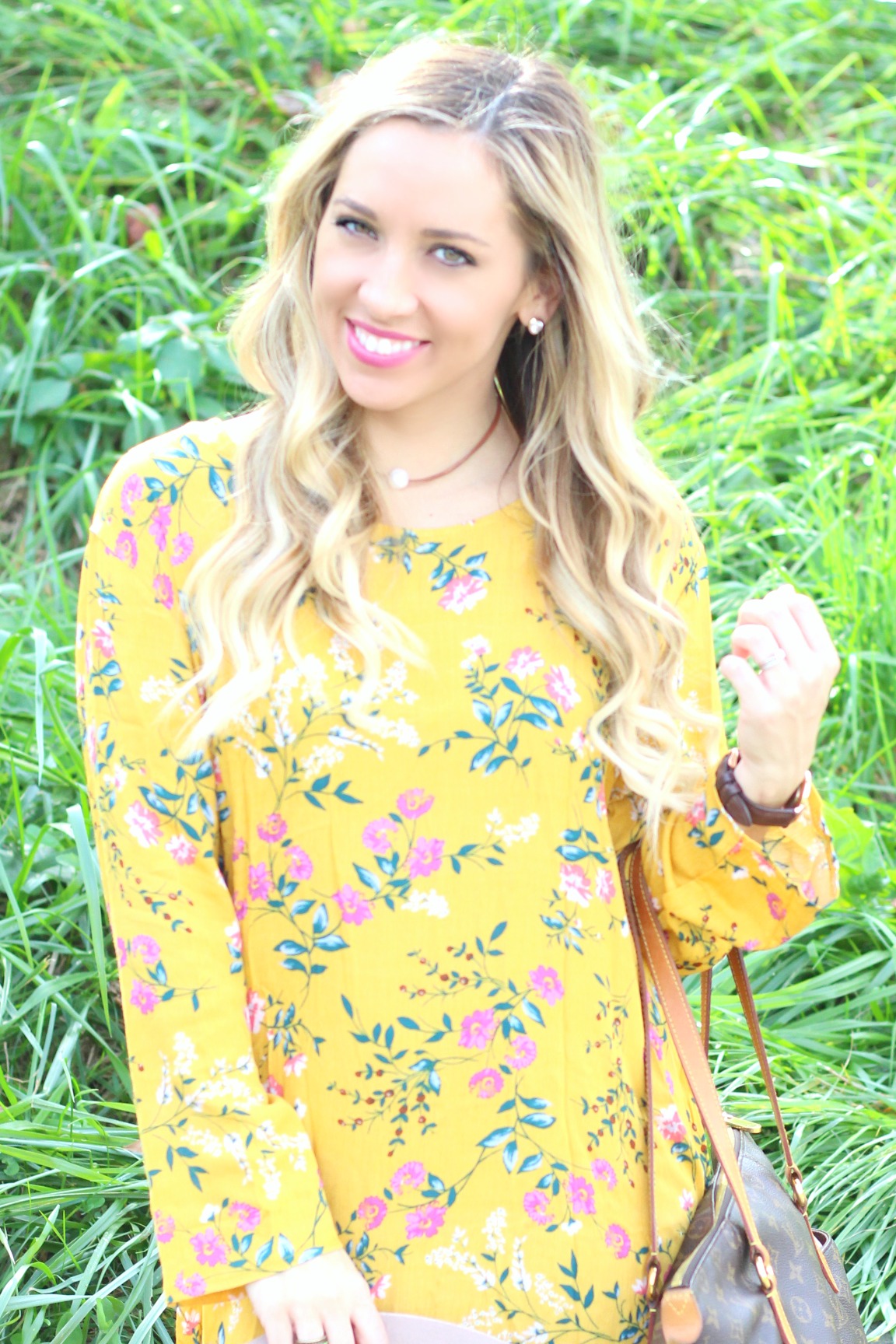 Yellow Floral Dress & Tory Burch Riding Boots - According to Blaire